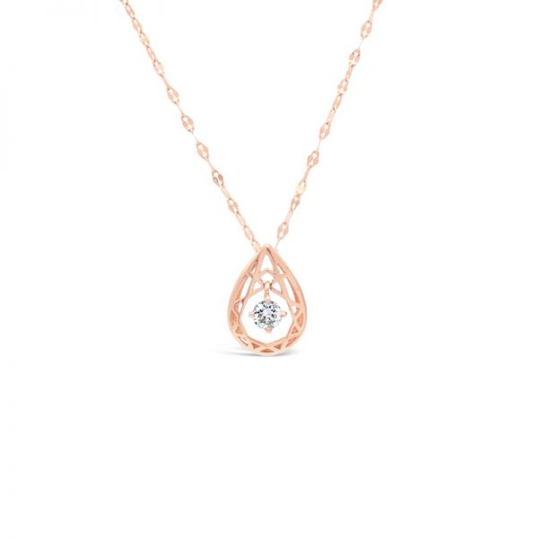 Diamond Drop Shape Pendant in Pink Gold K18